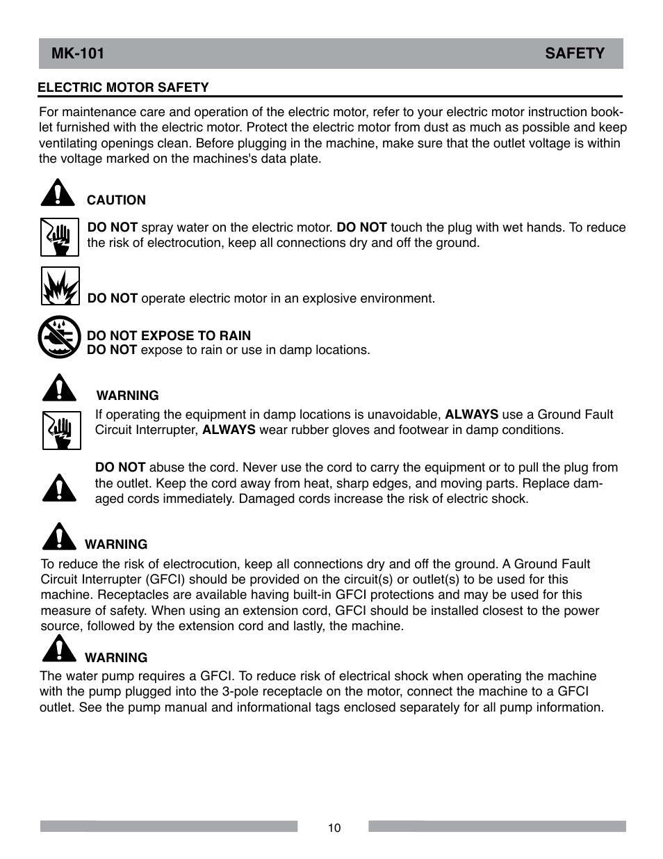Mk-101 safety | MK Diamond MK-101 User Manual | Page 10 / 56