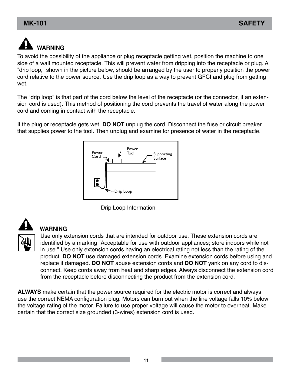 Mk-101 safety | MK Diamond MK-101 User Manual | Page 11 / 56