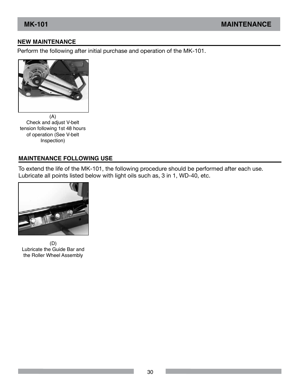 Mk-101 maintenance | MK Diamond MK-101 User Manual | Page 30 / 56