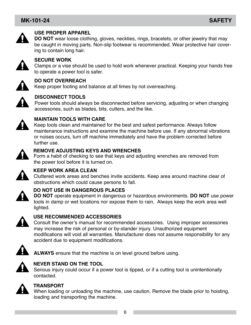 MK Diamond MK-101-24 User Manual | Page 6 / 56