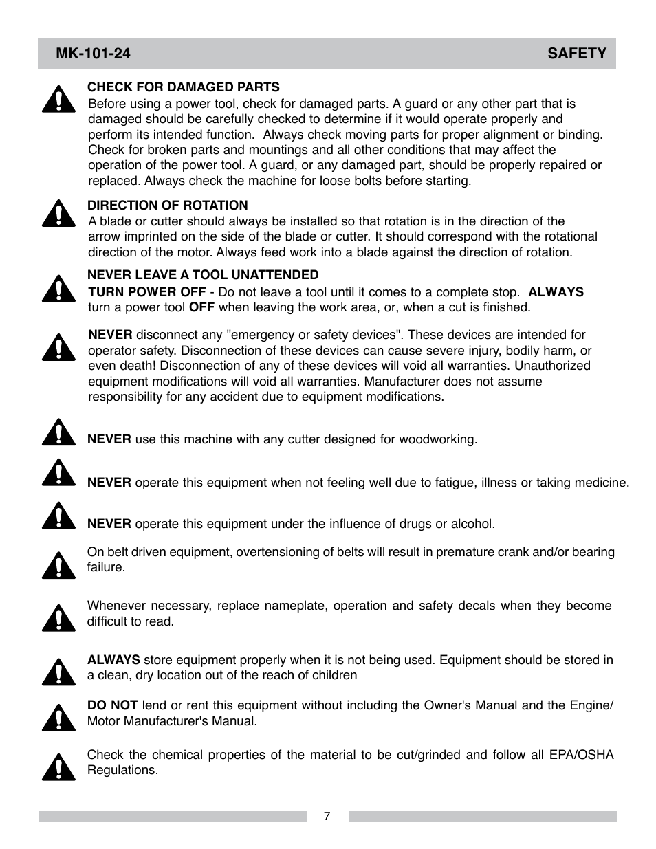 MK Diamond MK-101-24 User Manual | Page 7 / 56