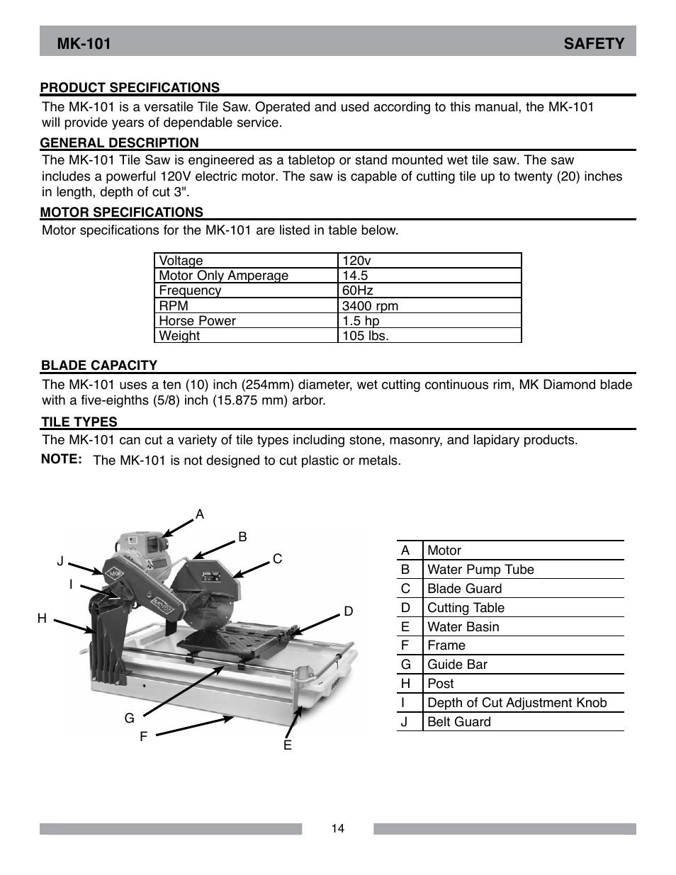 MK Diamond MK-101 Lowes User Manual | Page 14 / 52