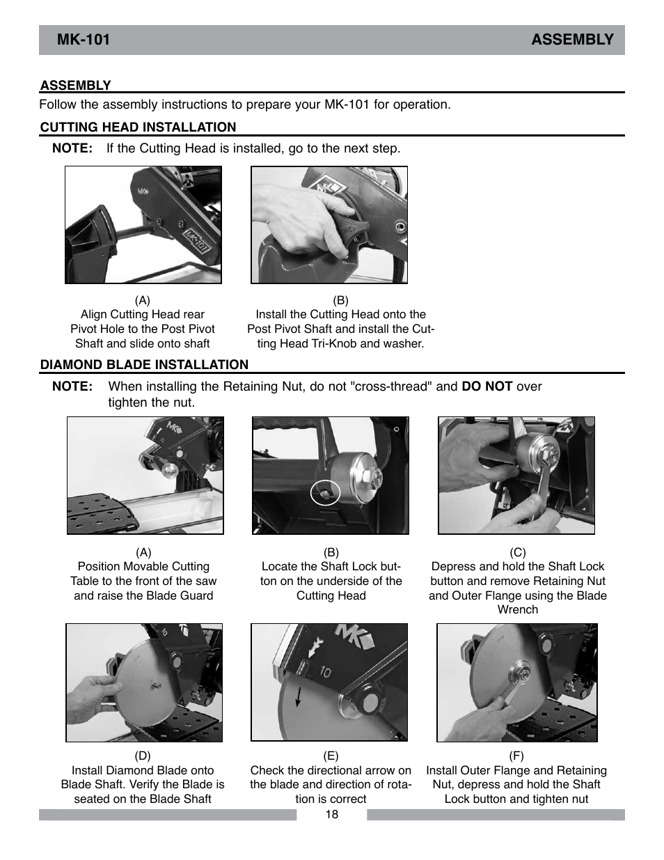 MK Diamond MK-101 Lowes User Manual | Page 18 / 52