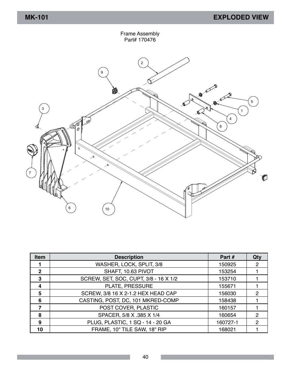 Mk-101 exploded view | MK Diamond MK-101 Lowes User Manual | Page 40 / 52