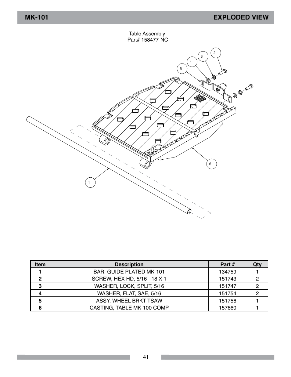 Mk-101 exploded view | MK Diamond MK-101 Lowes User Manual | Page 41 / 52
