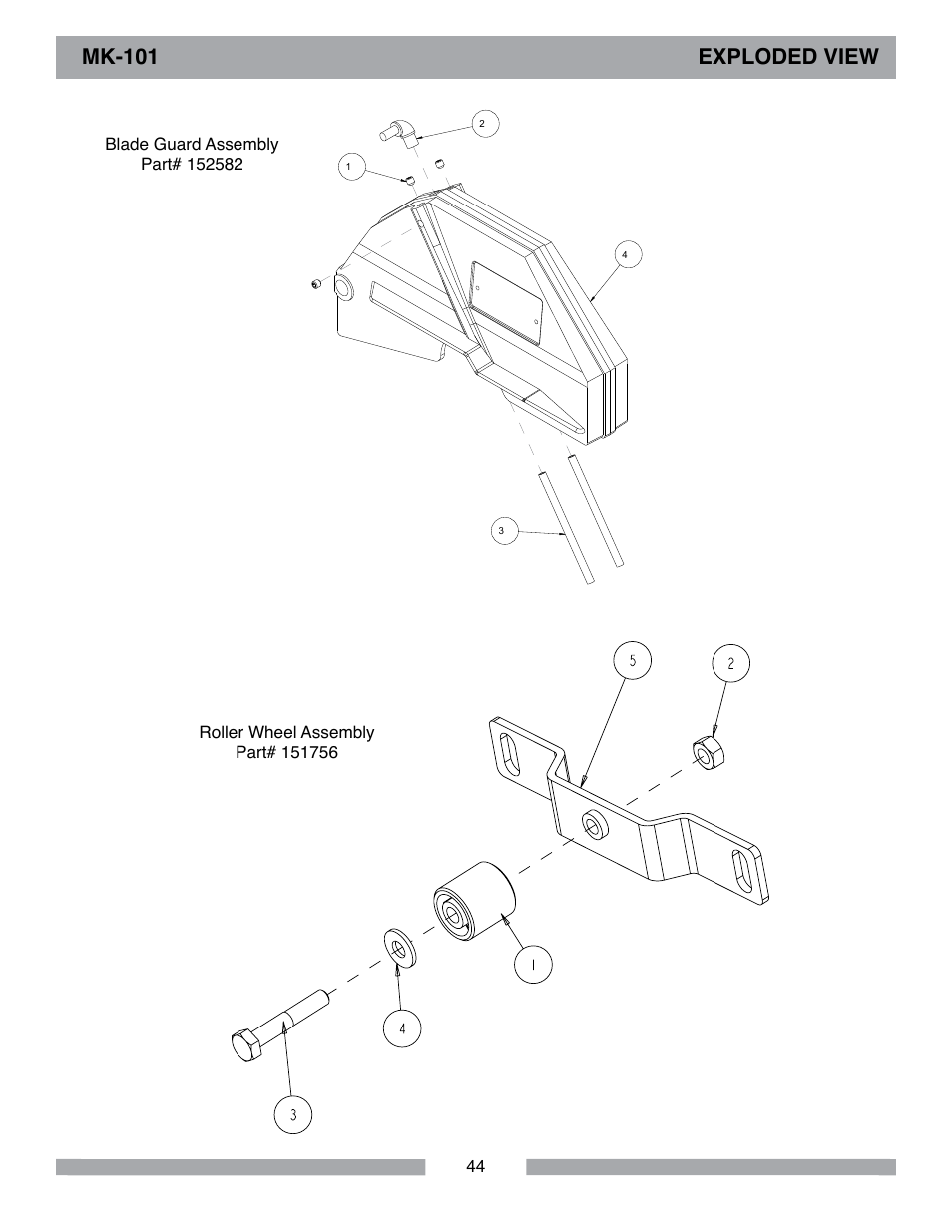 Mk-101 exploded view | MK Diamond MK-101 Lowes User Manual | Page 44 / 52