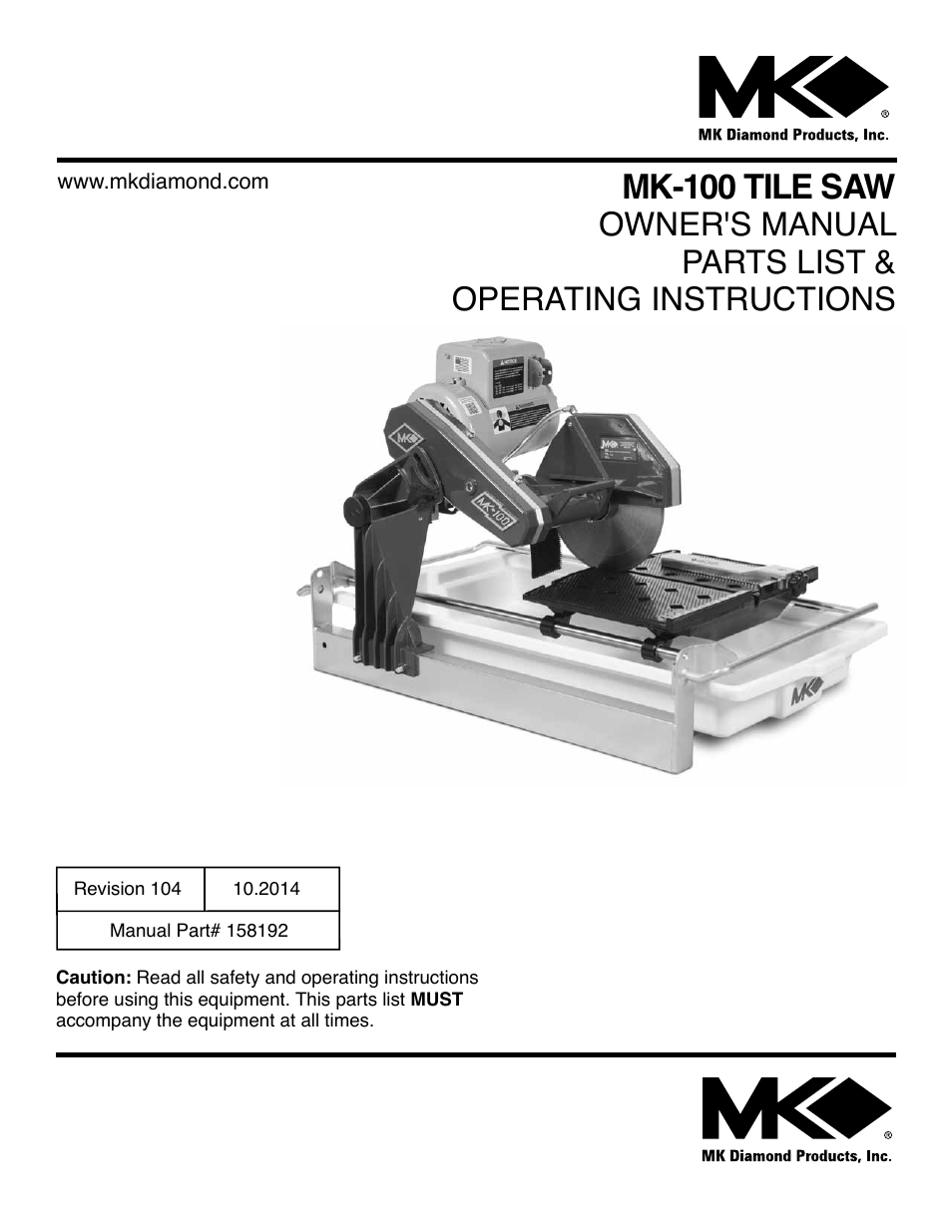 MK Diamond MK-100 User Manual | 52 pages