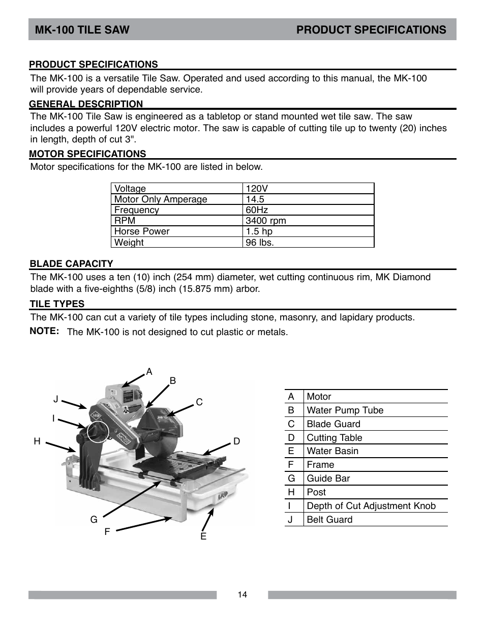 MK Diamond MK-100 User Manual | Page 14 / 52