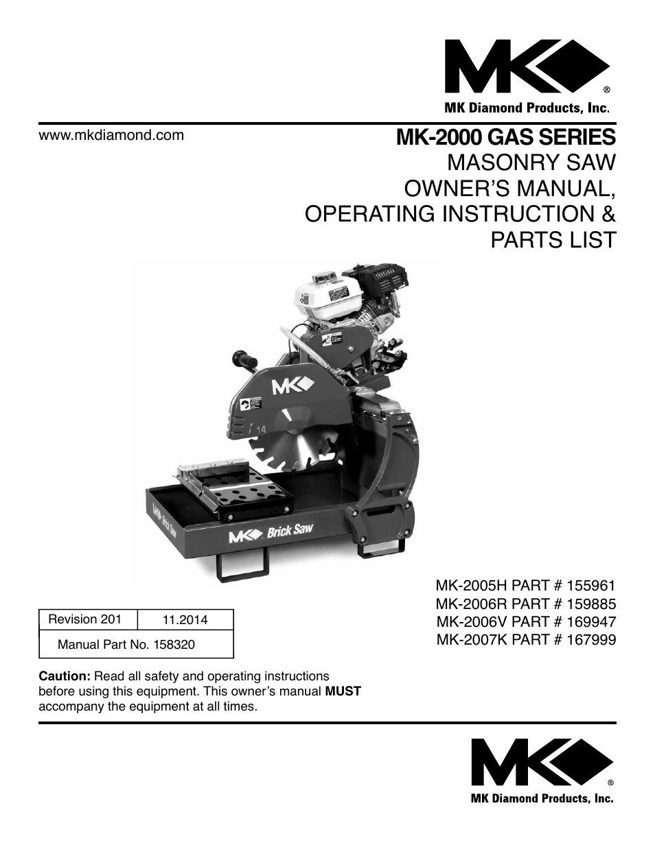 MK Diamond MK-2000 Gas Saws User Manual | 60 pages