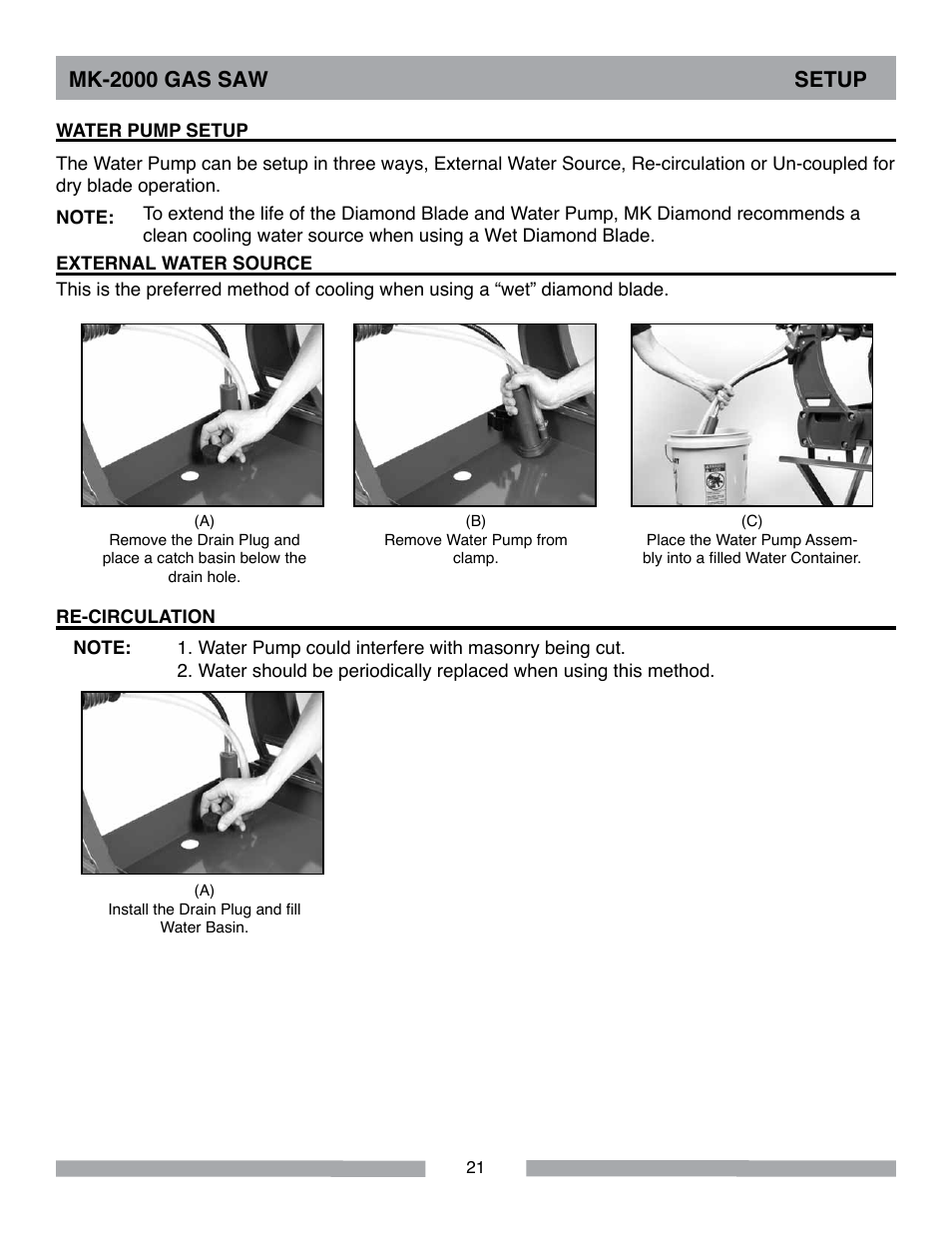 Mk-2000 gas saw setup | MK Diamond MK-2000 Gas Saws User Manual | Page 21 / 60