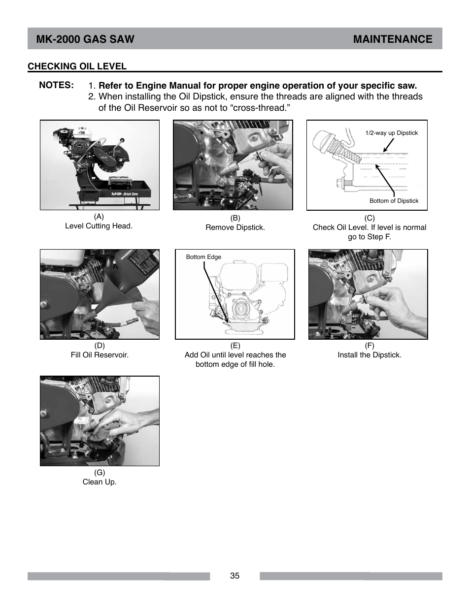 Mk-2000 gas saw maintenance | MK Diamond MK-2000 Gas Saws User Manual | Page 35 / 60