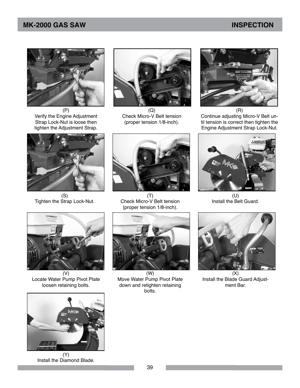 Mk-2000 gas saw inspection | MK Diamond MK-2000 Gas Saws User Manual | Page 39 / 60