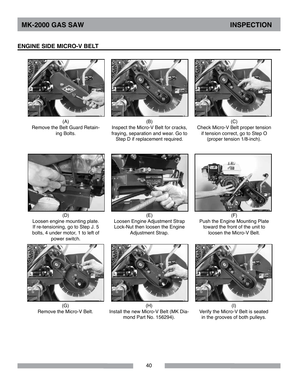 Mk-2000 gas saw inspection | MK Diamond MK-2000 Gas Saws User Manual | Page 40 / 60