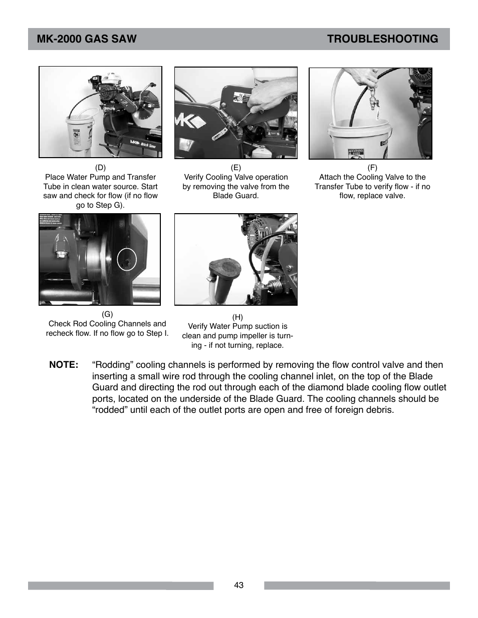 Mk-2000 gas saw troubleshooting | MK Diamond MK-2000 Gas Saws User Manual | Page 43 / 60