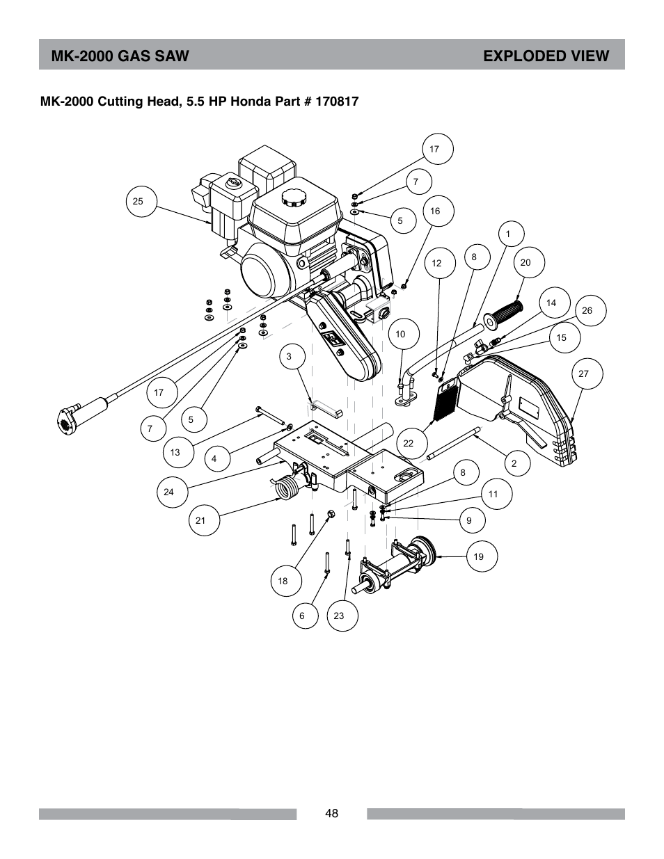 Mk-2000 gas saw exploded view | MK Diamond MK-2000 Gas Saws User Manual | Page 48 / 60