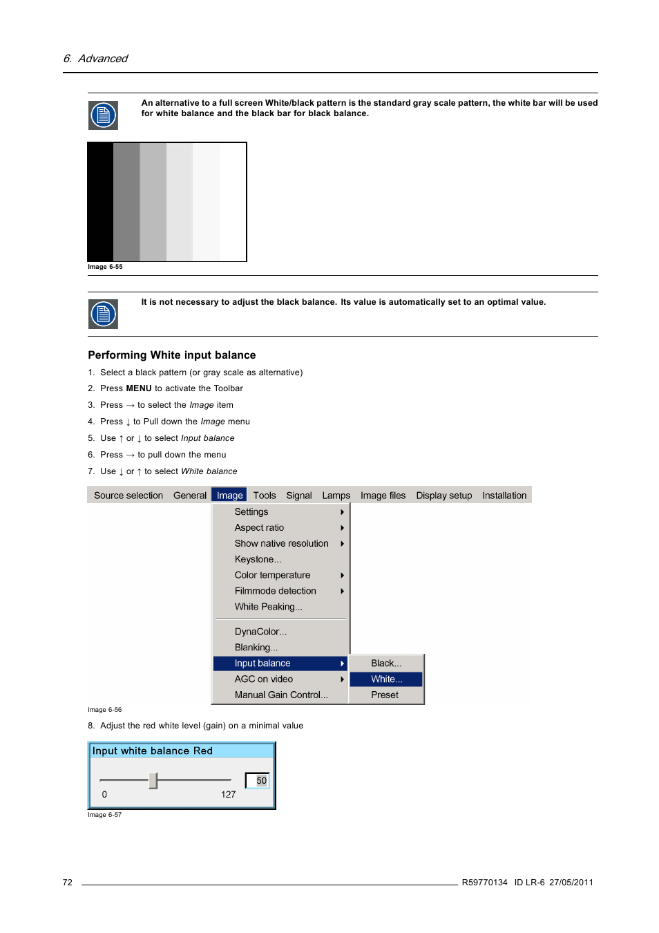 Advanced | Barco ID LR-6 R9010342 User Manual | Page 76 / 135