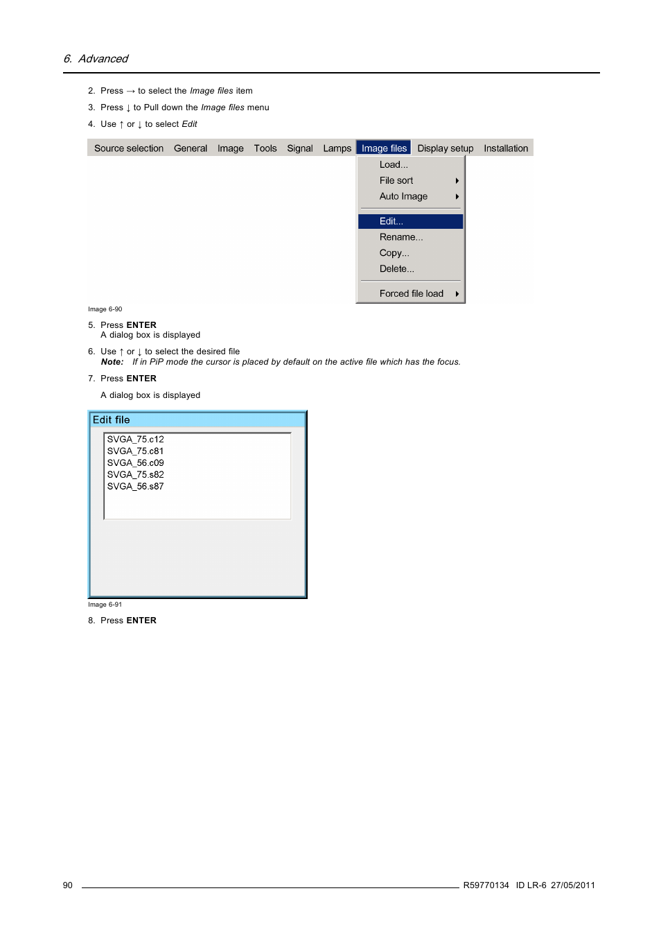 Advanced | Barco ID LR-6 R9010342 User Manual | Page 94 / 135
