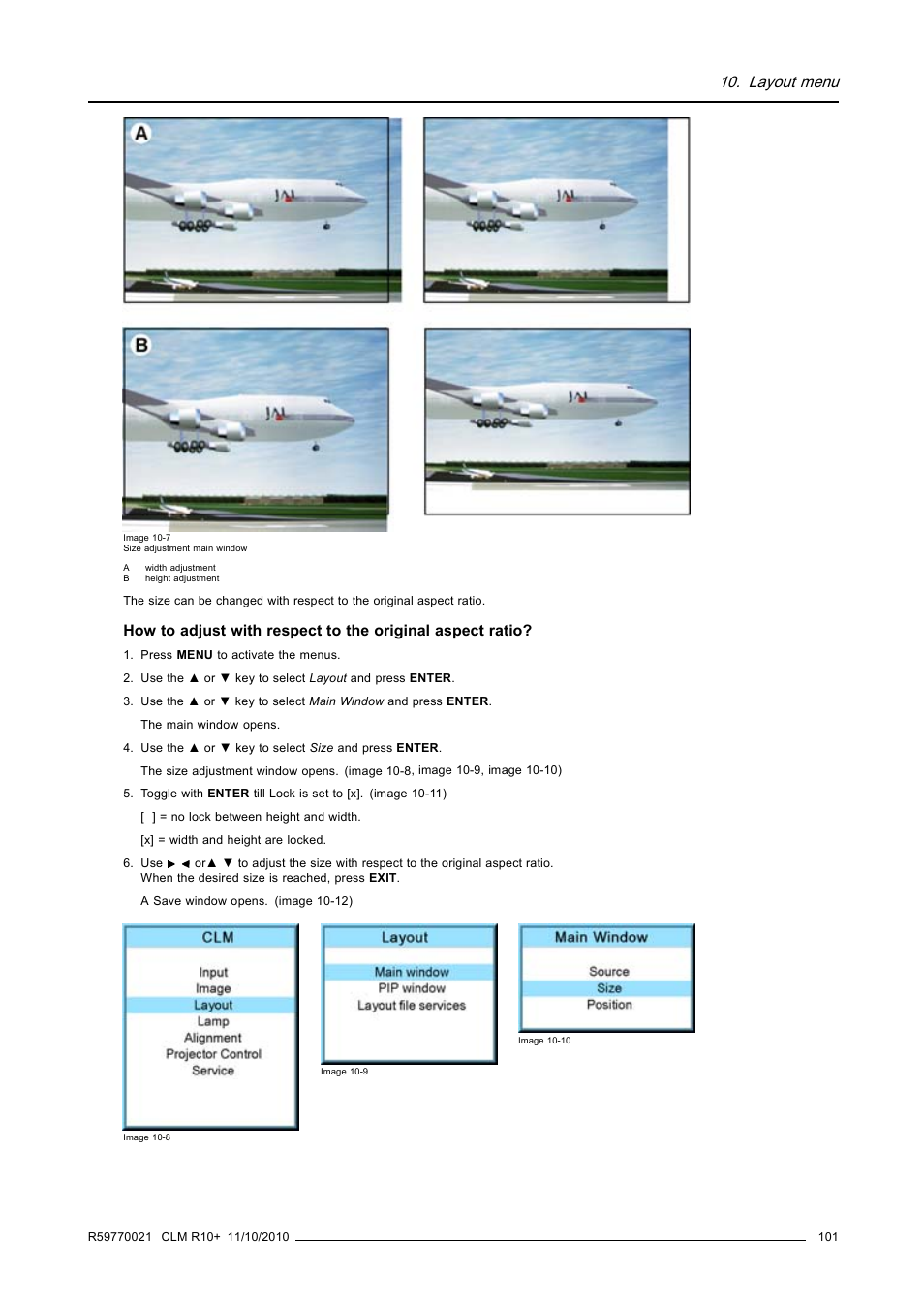 Layout menu | Barco CLM R10+ User Manual | Page 105 / 229