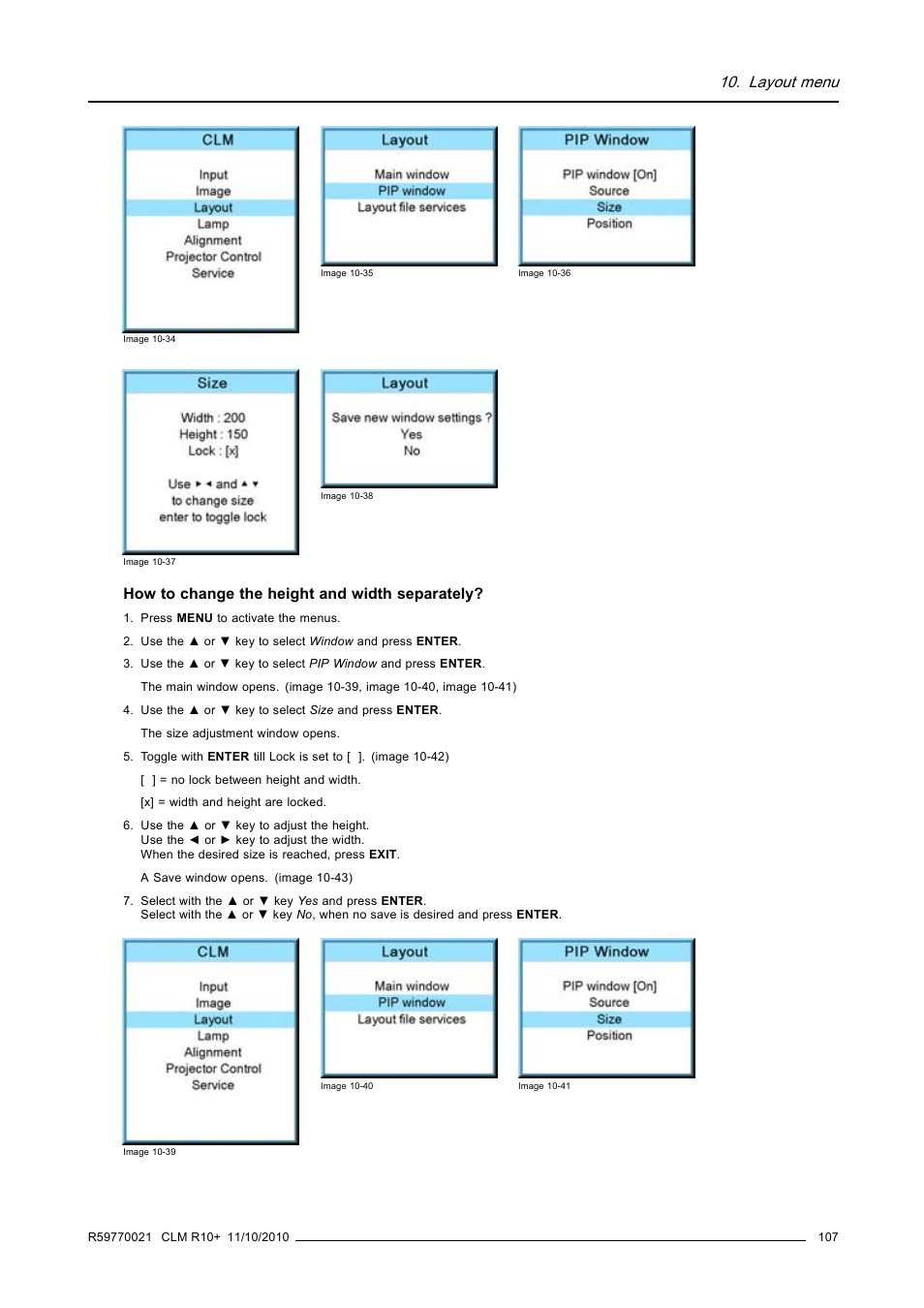 Layout menu, How to change the height and width separately | Barco CLM R10+ User Manual | Page 111 / 229
