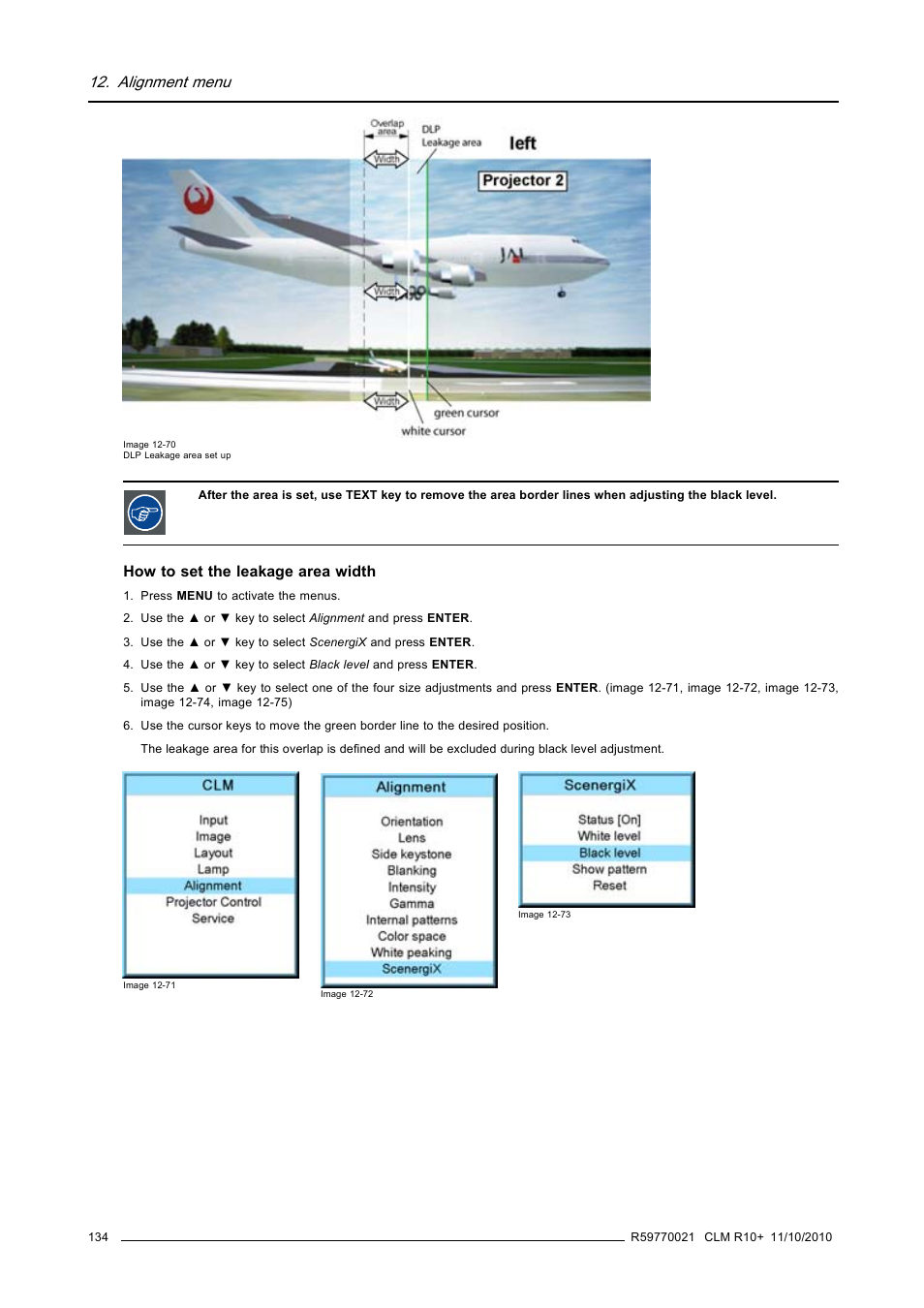 Alignment menu | Barco CLM R10+ User Manual | Page 138 / 229