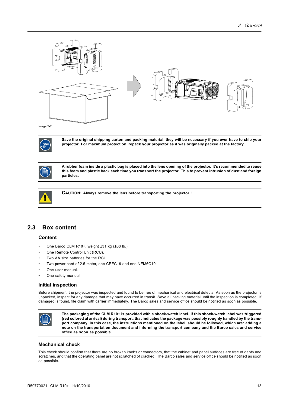 3 box content, Box content | Barco CLM R10+ User Manual | Page 17 / 229