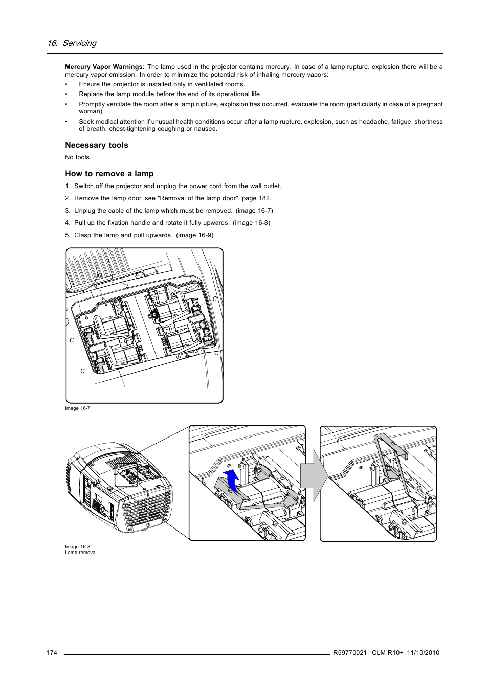 Servicing | Barco CLM R10+ User Manual | Page 178 / 229