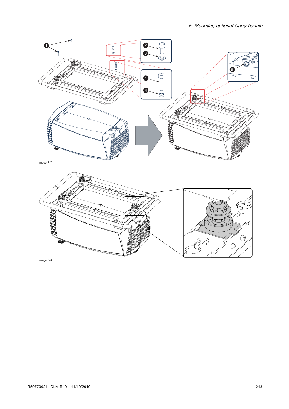 F. mounting optional carry handle | Barco CLM R10+ User Manual | Page 217 / 229