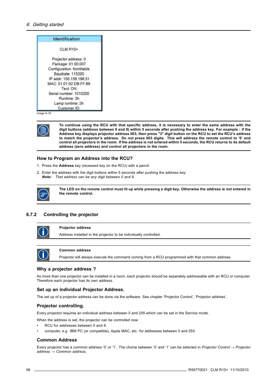 2 controlling the projector, Controlling the projector | Barco CLM R10+ User Manual | Page 60 / 229