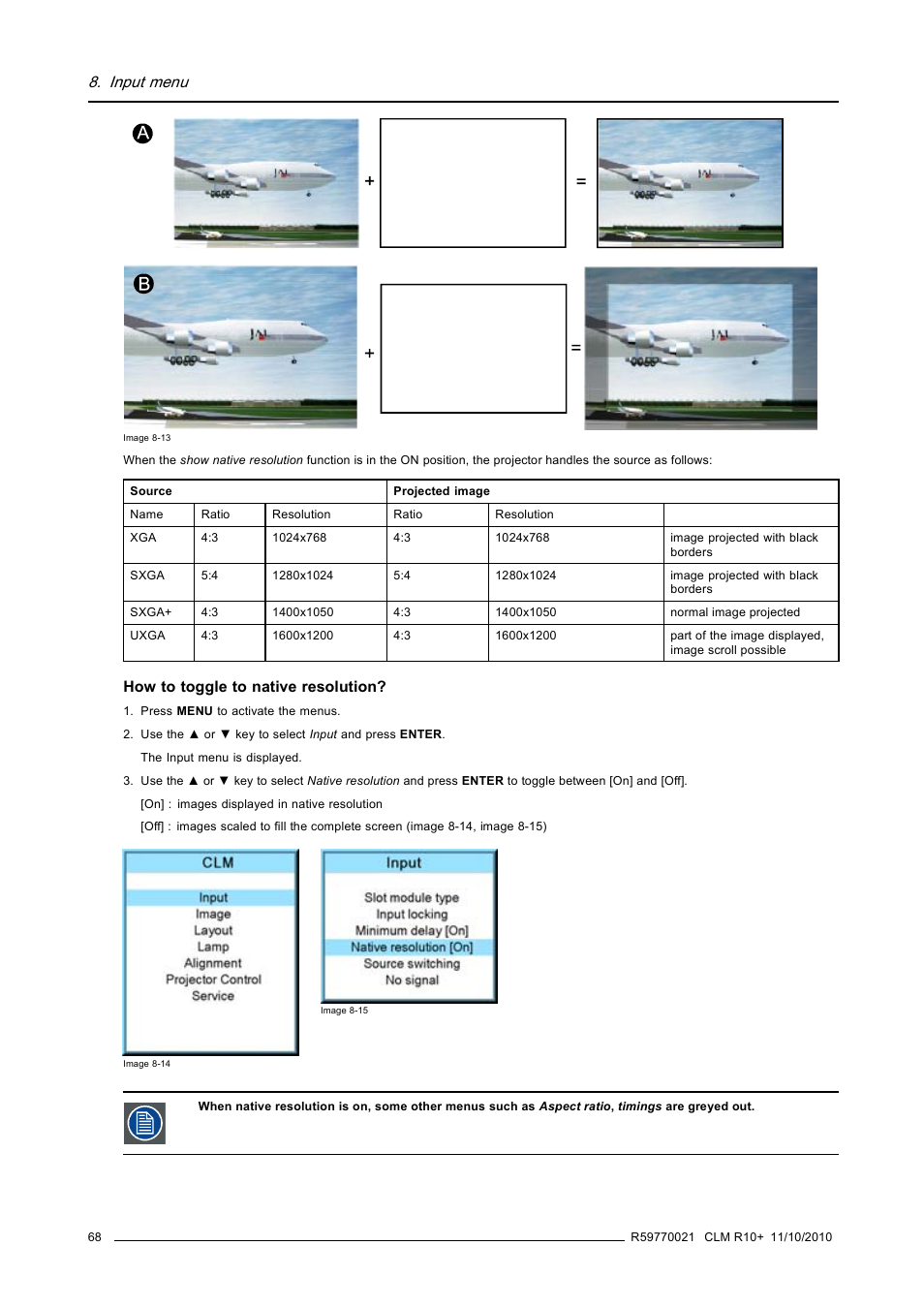 Input menu | Barco CLM R10+ User Manual | Page 72 / 229