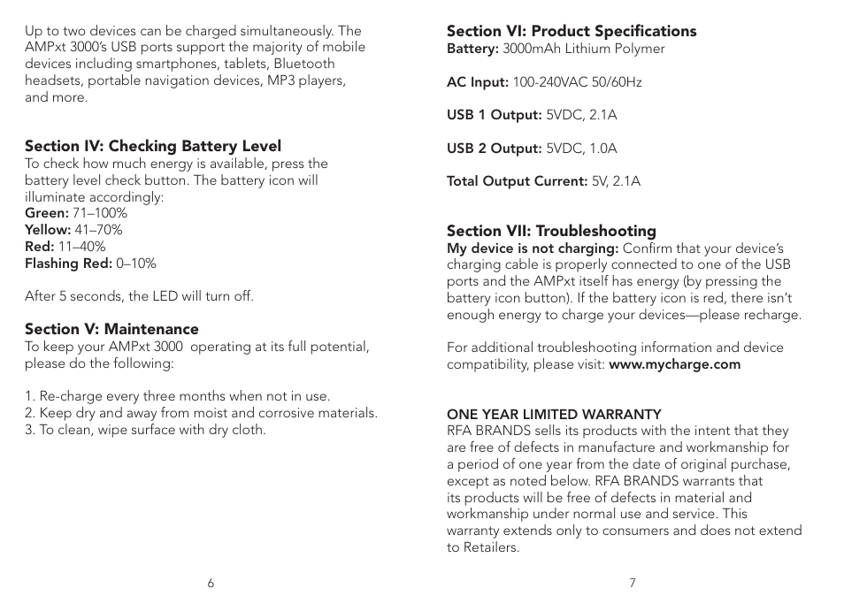 myCharge Amp 3000XT RFAM-0237 User Manual | Page 4 / 8