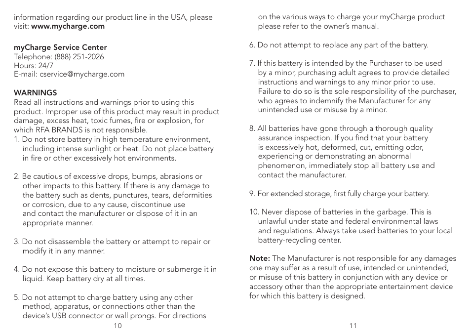 myCharge Amp 3000XT RFAM-0237 User Manual | Page 6 / 8