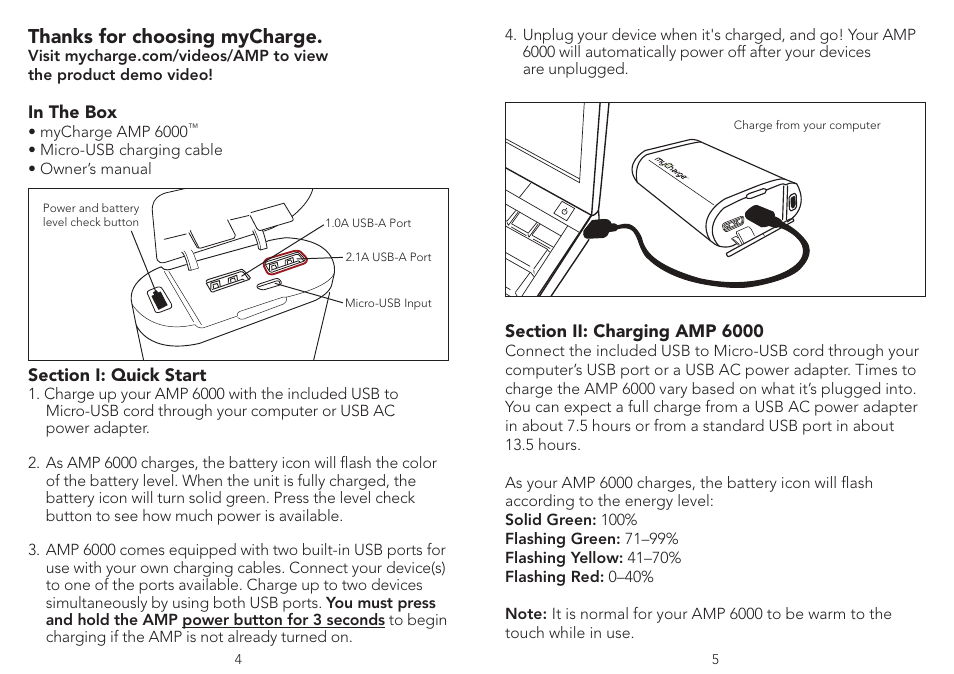 myCharge Amp 6000 RFAM-0905 User Manual | Page 3 / 8