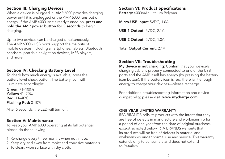 myCharge Amp 6000 RFAM-0905 User Manual | Page 4 / 8
