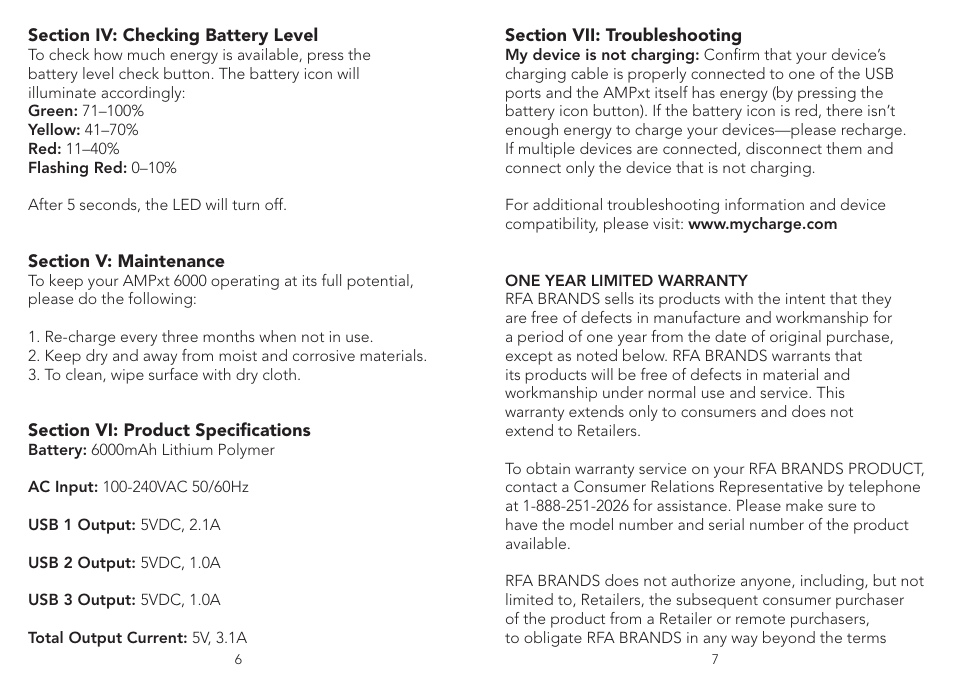 myCharge Amp 6000XT RFAM-0239 User Manual | Page 4 / 8