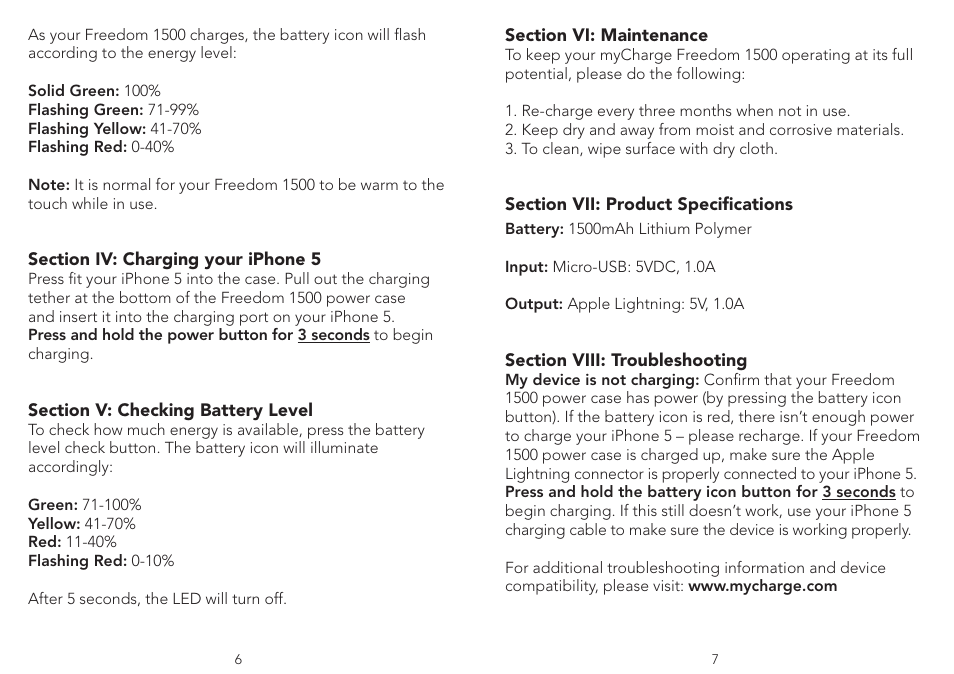 myCharge Freedom 1500 RFAM-0243 User Manual | Page 4 / 8