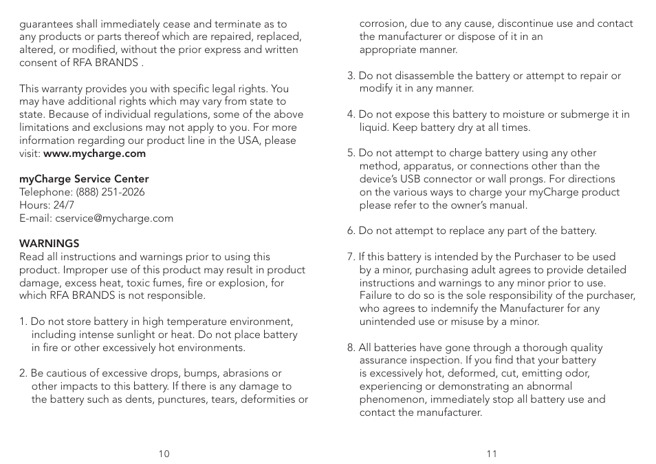 myCharge Freedom 1500 RFAM-0243 User Manual | Page 6 / 8