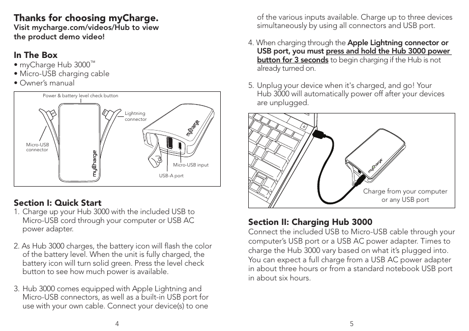 myCharge Hub 3000 RFAM-0503 User Manual | Page 3 / 8