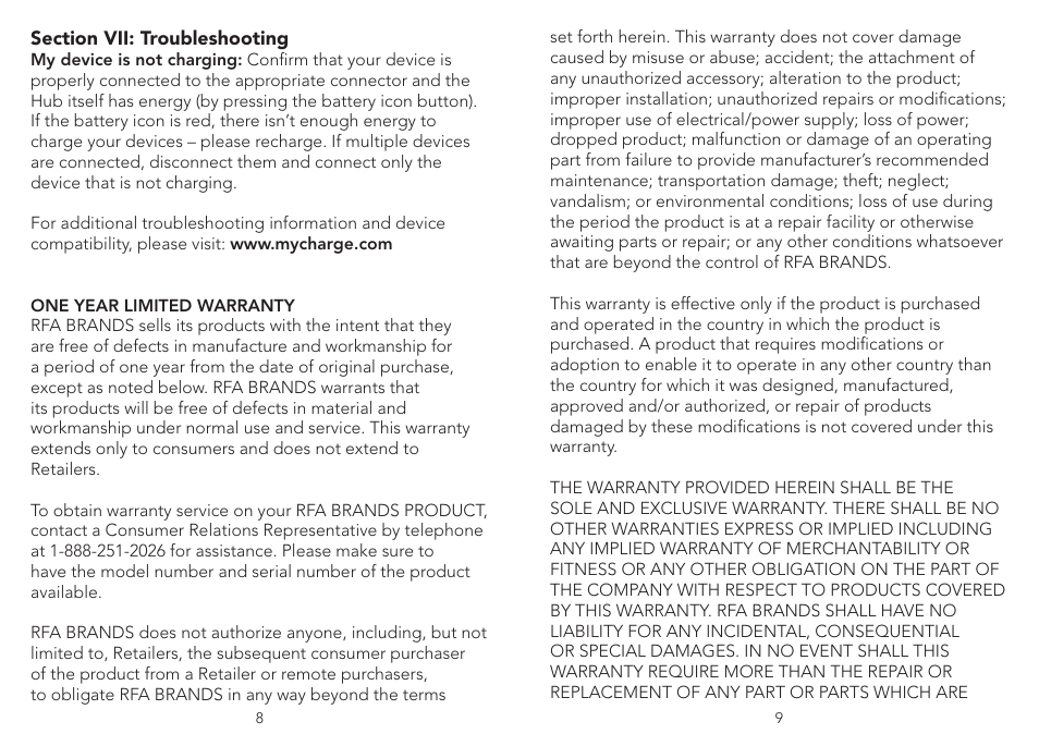 myCharge Hub 3000 RFAM-0503 User Manual | Page 5 / 8