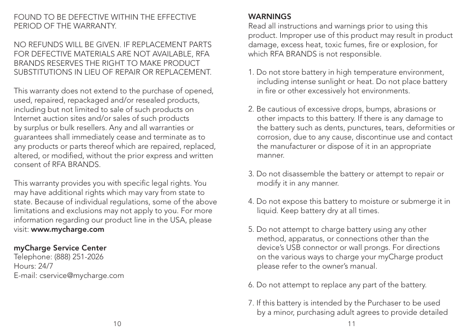 myCharge Hub 3000 RFAM-0503 User Manual | Page 6 / 8