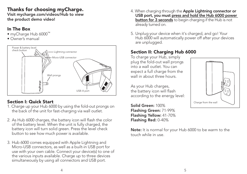 myCharge Hub 6000 RFAM-0229 User Manual | Page 3 / 8