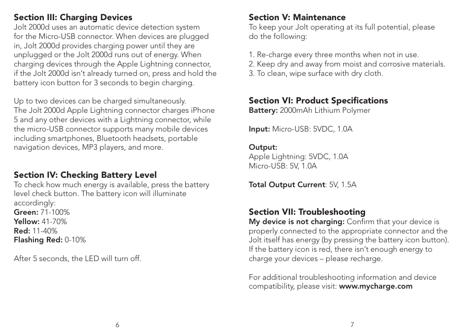 myCharge Jolt 2000D RFAM-0226 User Manual | Page 4 / 8