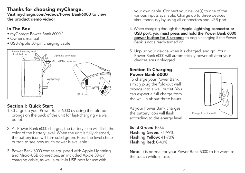 myCharge Power Bank 6000 MYC-0603 User Manual | Page 3 / 8