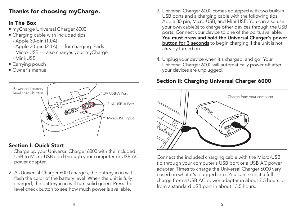 myCharge Universal Charger 6000 MYC-0902-1RM User Manual | Page 3 / 8