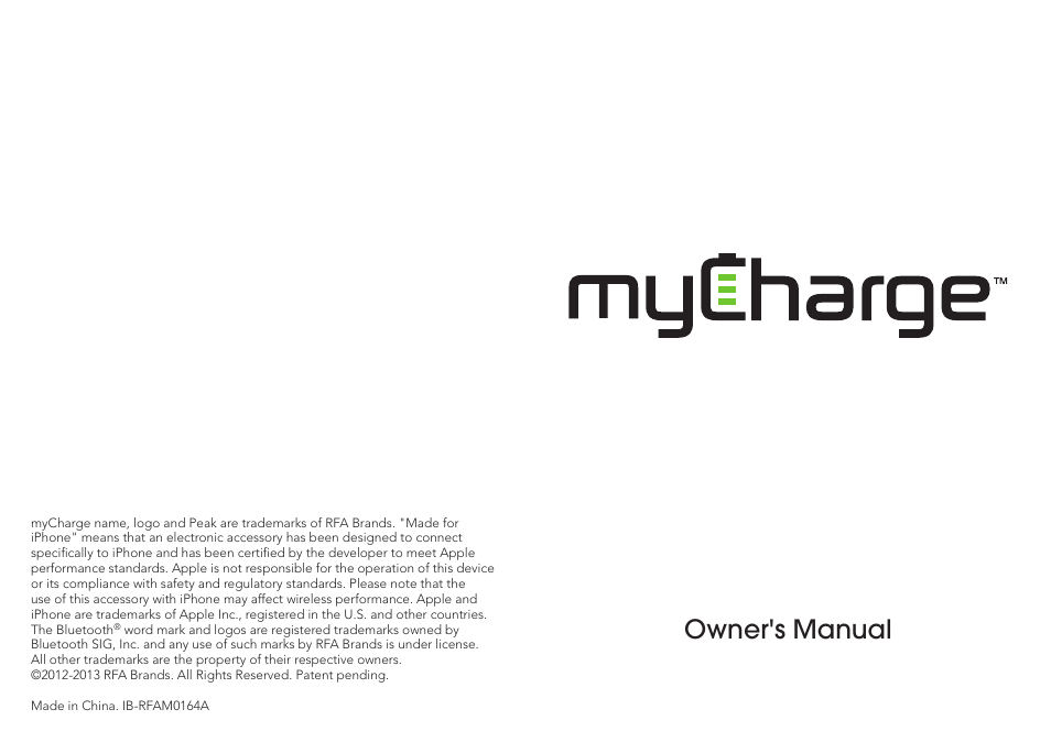 myCharge Trek 2000 RFAM-0164 User Manual | 6 pages