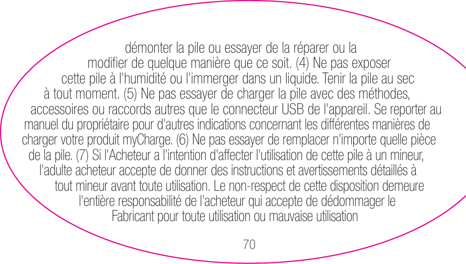 myCharge Portable Power Bank 1200 RFAM-0001 User Manual | Page 70 / 84