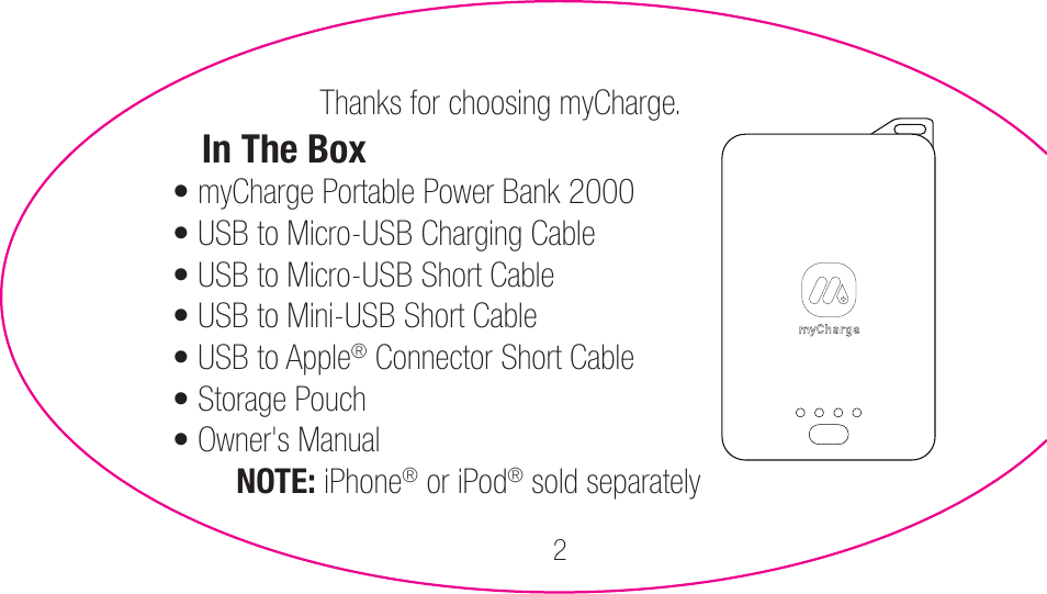 myCharge Portable Power Bank 2000 RFAM-0003 User Manual | Page 2 / 84