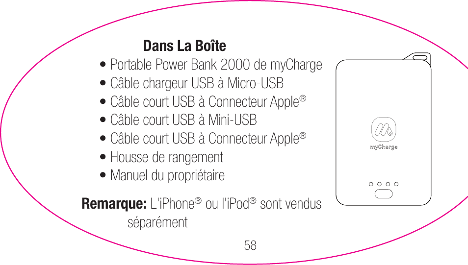 myCharge Portable Power Bank 2000 RFAM-0003 User Manual | Page 58 / 84