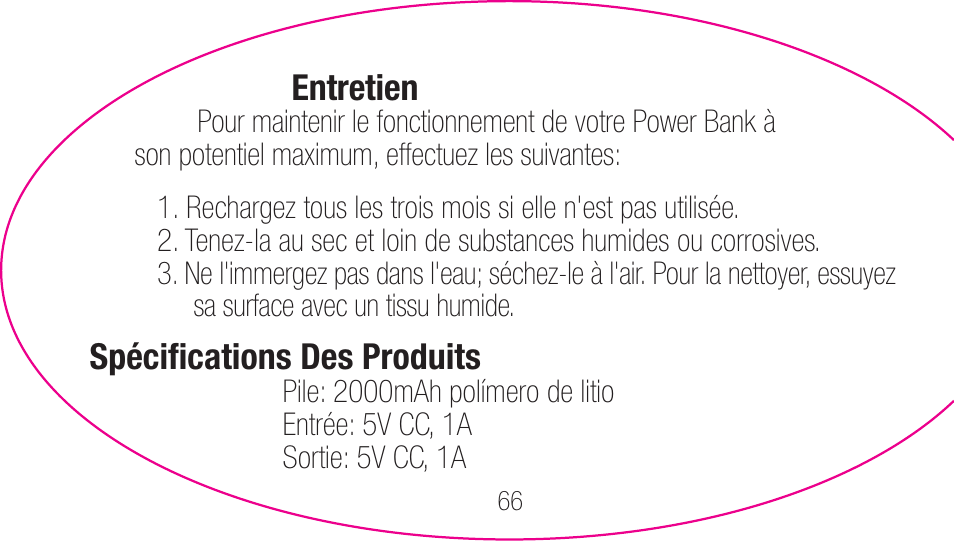 myCharge Portable Power Bank 2000 RFAM-0003 User Manual | Page 66 / 84