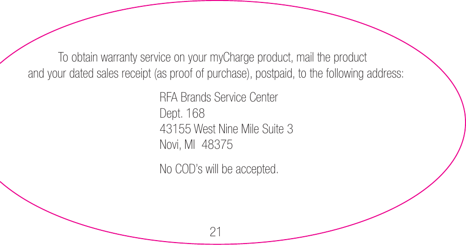 myCharge Portable Power Bank 3000 RFAM-0006 User Manual | Page 21 / 80