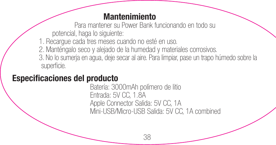 myCharge Portable Power Bank 3000 RFAM-0006 User Manual | Page 38 / 80